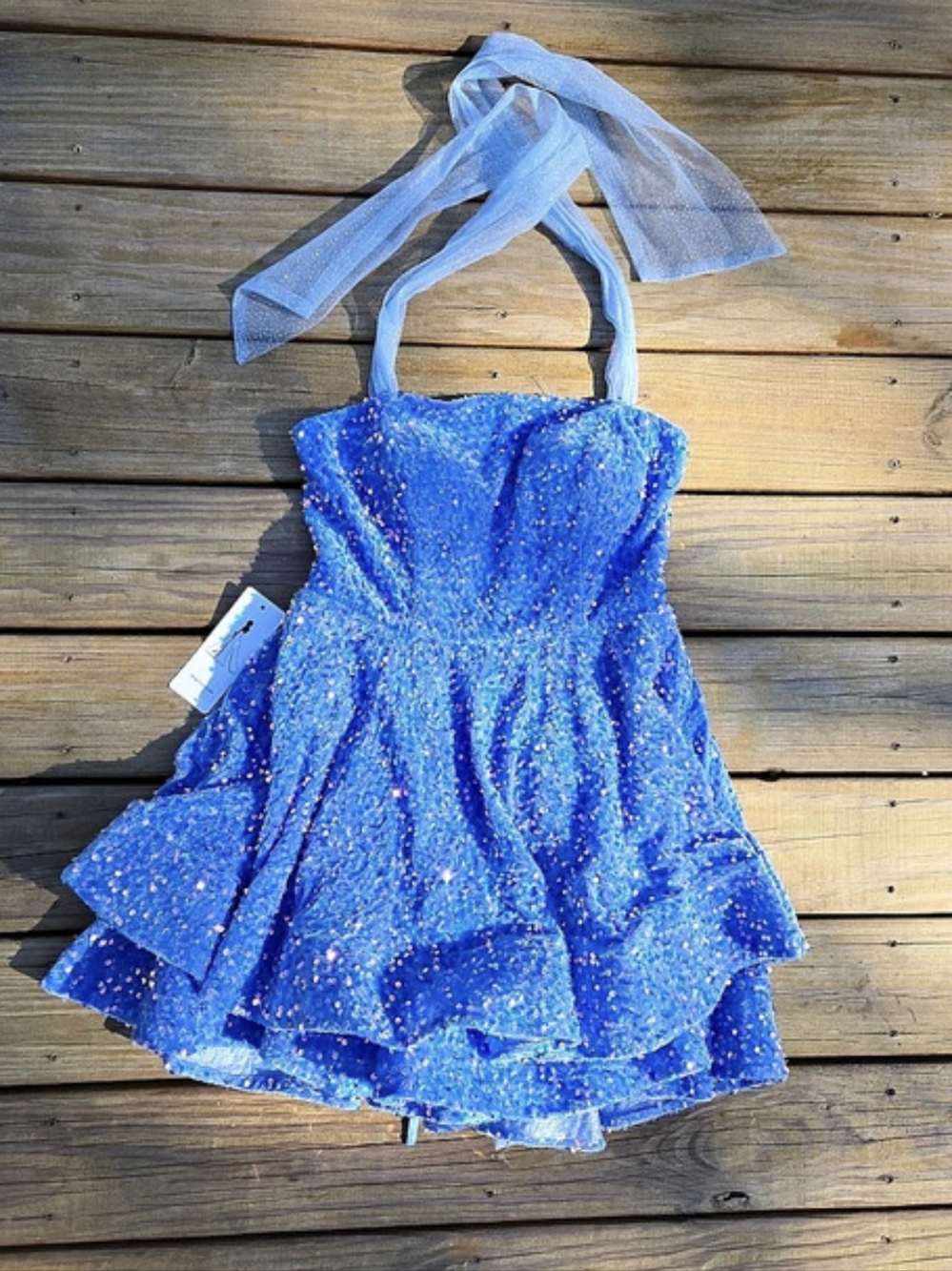 Blue Sequin Mini Dress NWT